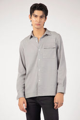 Embroidered Pocket Textured Shirt